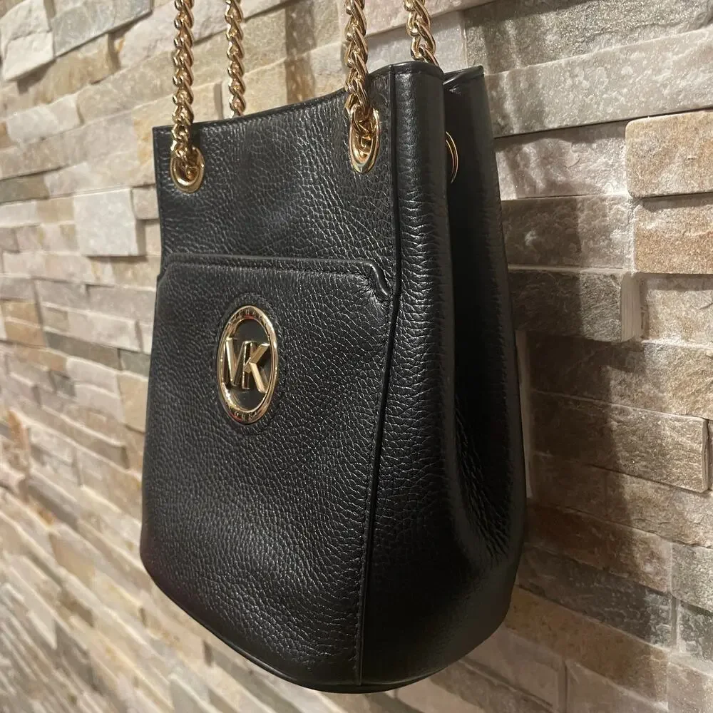 Michael Kors Samira Black Leather Crossbody Bag | Gold Chain Strap $360 NWOT - Picture 6 of 10